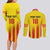 Custom Catalonia Football Couples Matching Long Sleeve Bodycon Dress and Long Sleeve Button Shirt Seleccio de futbol de Catalunya