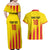 Custom Catalonia Football Couples Matching Off Shoulder Maxi Dress and Hawaiian Shirt Seleccio de futbol de Catalunya