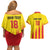 Custom Catalonia Football Couples Matching Off Shoulder Short Dress and Hawaiian Shirt Seleccio de futbol de Catalunya