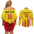 Custom Catalonia Football Couples Matching Off Shoulder Short Dress and Long Sleeve Button Shirt Seleccio de futbol de Catalunya