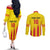 Custom Catalonia Football Couples Matching Off The Shoulder Long Sleeve Dress and Long Sleeve Button Shirt Seleccio de futbol de Catalunya