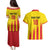 Custom Catalonia Football Couples Matching Puletasi and Hawaiian Shirt Seleccio de futbol de Catalunya