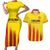 Custom Catalonia Football Couples Matching Short Sleeve Bodycon Dress and Hawaiian Shirt Seleccio de futbol de Catalunya
