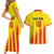 Custom Catalonia Football Couples Matching Short Sleeve Bodycon Dress and Hawaiian Shirt Seleccio de futbol de Catalunya