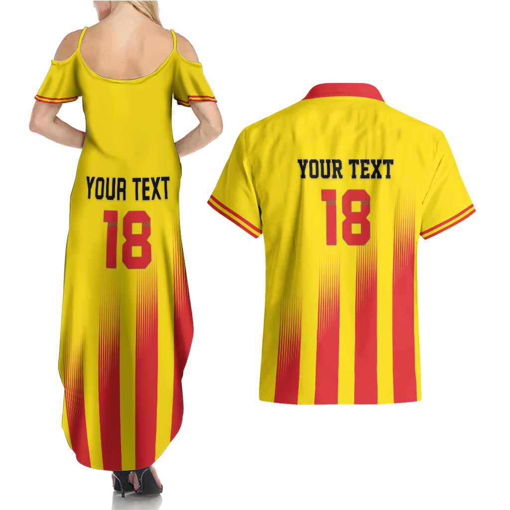 Custom Catalonia Football Couples Matching Summer Maxi Dress and Hawaiian Shirt Seleccio de futbol de Catalunya