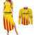 Custom Catalonia Football Couples Matching Summer Maxi Dress and Long Sleeve Button Shirt Seleccio de futbol de Catalunya
