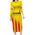 Custom Catalonia Football Family Matching Long Sleeve Bodycon Dress and Hawaiian Shirt Seleccio de futbol de Catalunya