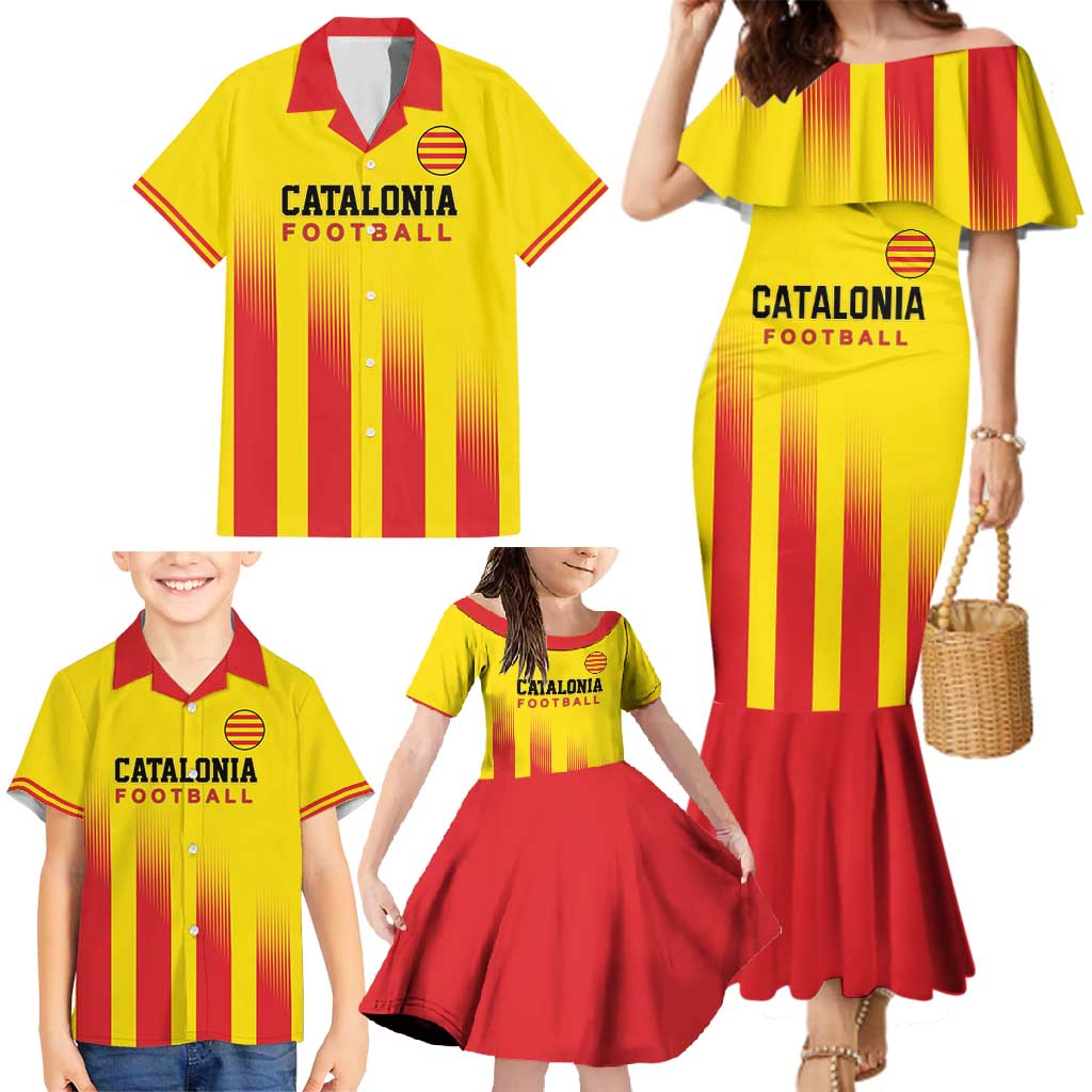 Custom Catalonia Football Family Matching Mermaid Dress and Hawaiian Shirt Seleccio de futbol de Catalunya