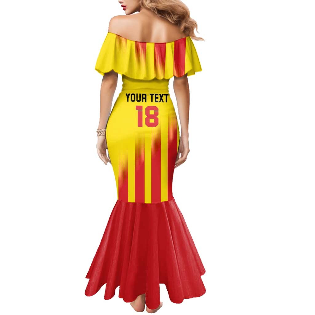 Custom Catalonia Football Family Matching Mermaid Dress and Hawaiian Shirt Seleccio de futbol de Catalunya