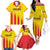 Custom Catalonia Football Family Matching Off The Shoulder Long Sleeve Dress and Hawaiian Shirt Seleccio de futbol de Catalunya