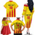 Custom Catalonia Football Family Matching Off The Shoulder Long Sleeve Dress and Hawaiian Shirt Seleccio de futbol de Catalunya
