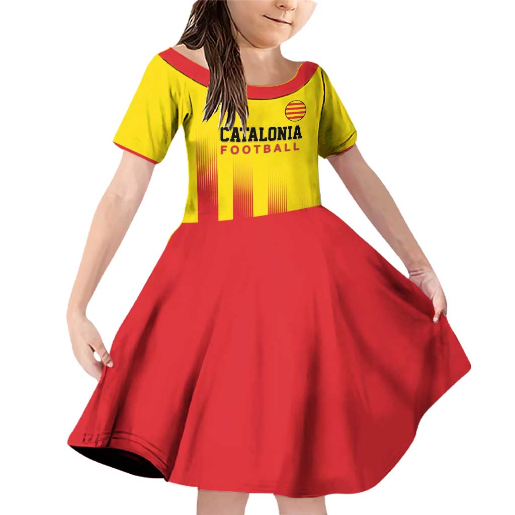 Custom Catalonia Football Family Matching Off Shoulder Short Dress and Hawaiian Shirt Seleccio de futbol de Catalunya