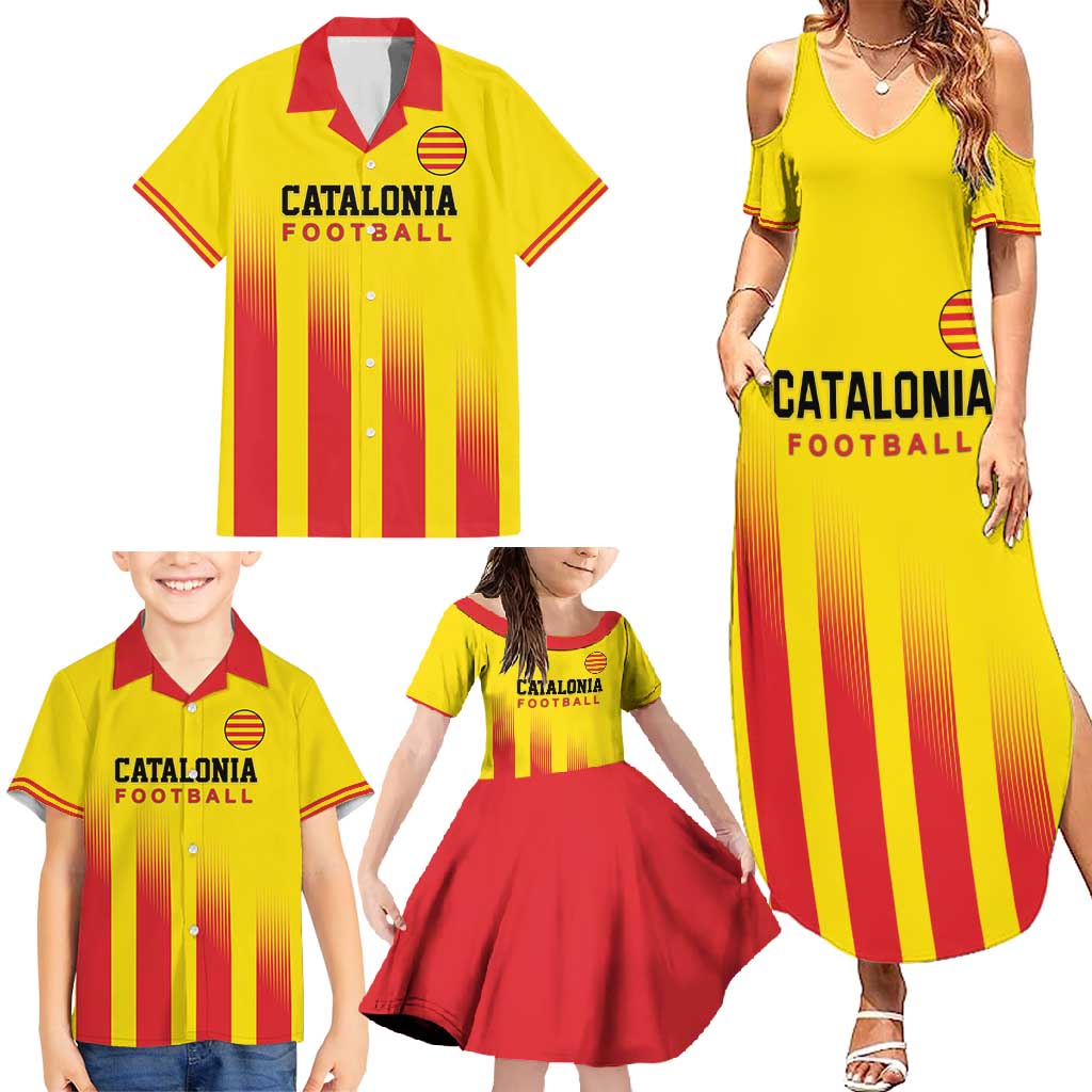 Custom Catalonia Football Family Matching Summer Maxi Dress and Hawaiian Shirt Seleccio de futbol de Catalunya