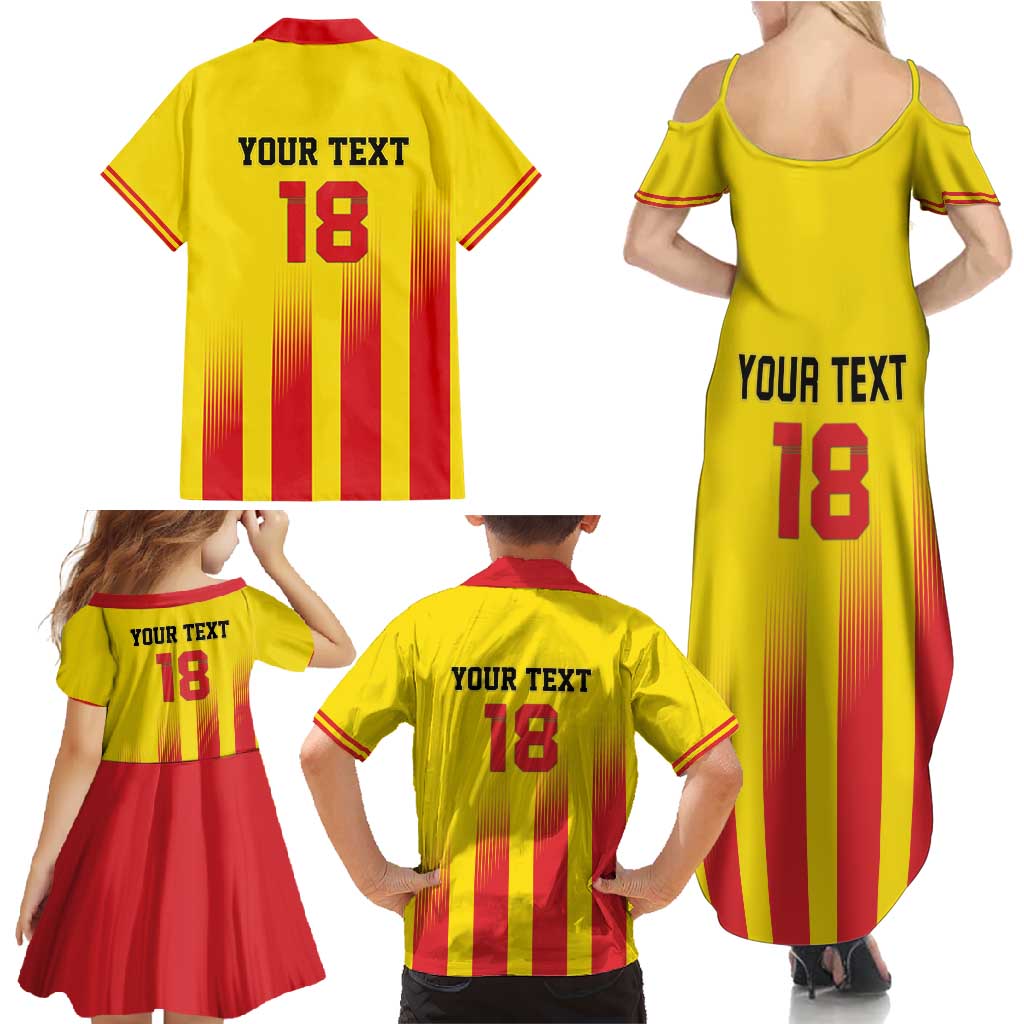 Custom Catalonia Football Family Matching Summer Maxi Dress and Hawaiian Shirt Seleccio de futbol de Catalunya
