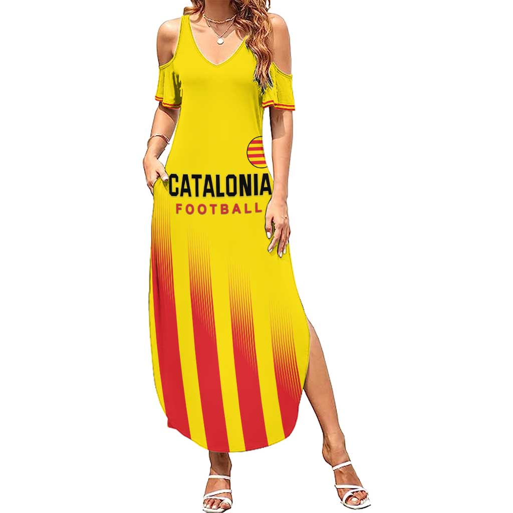 Custom Catalonia Football Family Matching Summer Maxi Dress and Hawaiian Shirt Seleccio de futbol de Catalunya