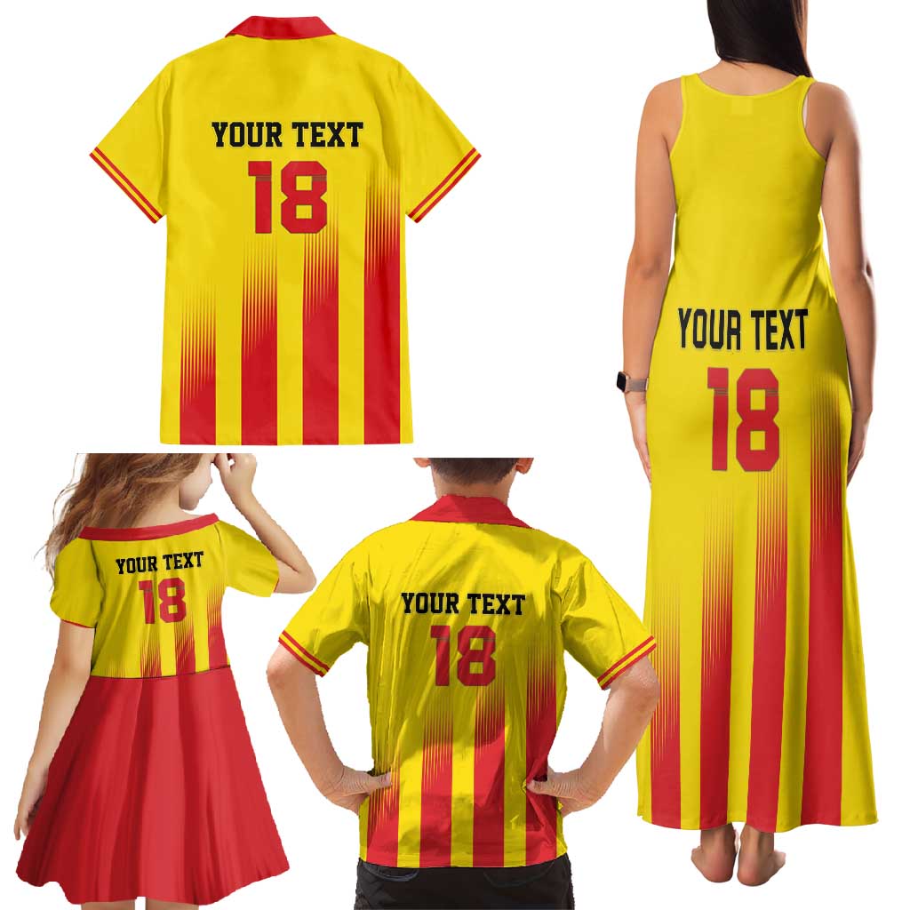 Custom Catalonia Football Family Matching Tank Maxi Dress and Hawaiian Shirt Seleccio de futbol de Catalunya