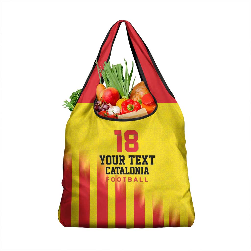 Custom Catalonia Football Grocery Bag Seleccio de futbol de Catalunya