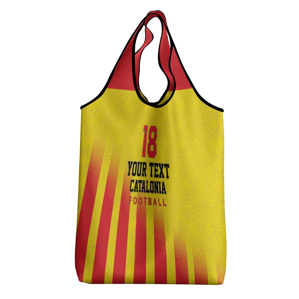 Custom Catalonia Football Grocery Bag Seleccio de futbol de Catalunya