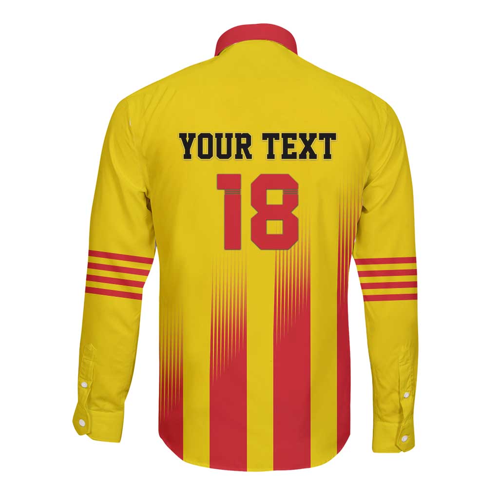 Custom Catalonia Football Long Sleeve Button Shirt Seleccio de futbol de Catalunya