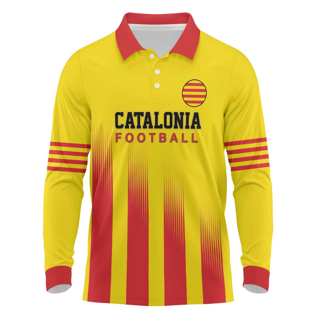Custom Catalonia Football Long Sleeve Polo Shirt Seleccio de futbol de Catalunya
