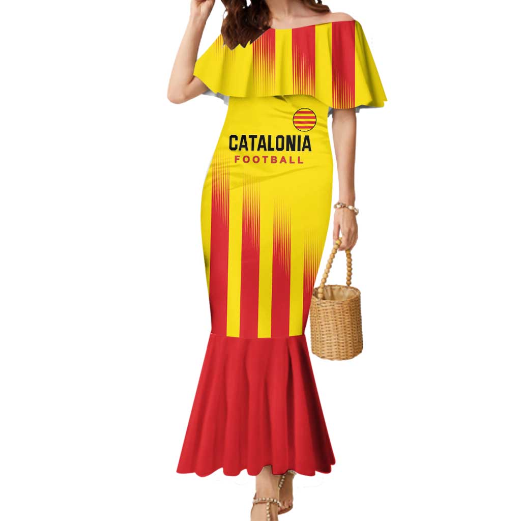 Custom Catalonia Football Mermaid Dress Seleccio de futbol de Catalunya