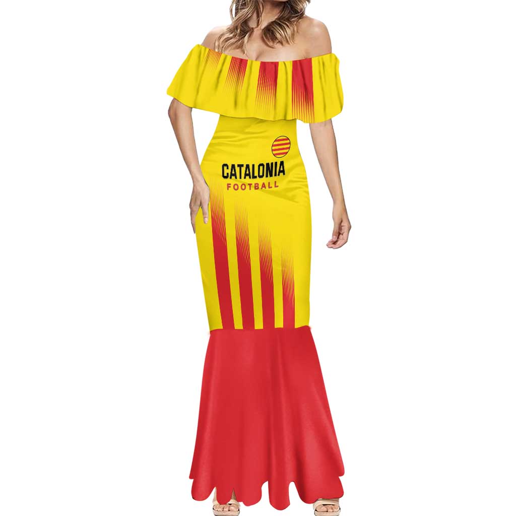 Custom Catalonia Football Mermaid Dress Seleccio de futbol de Catalunya