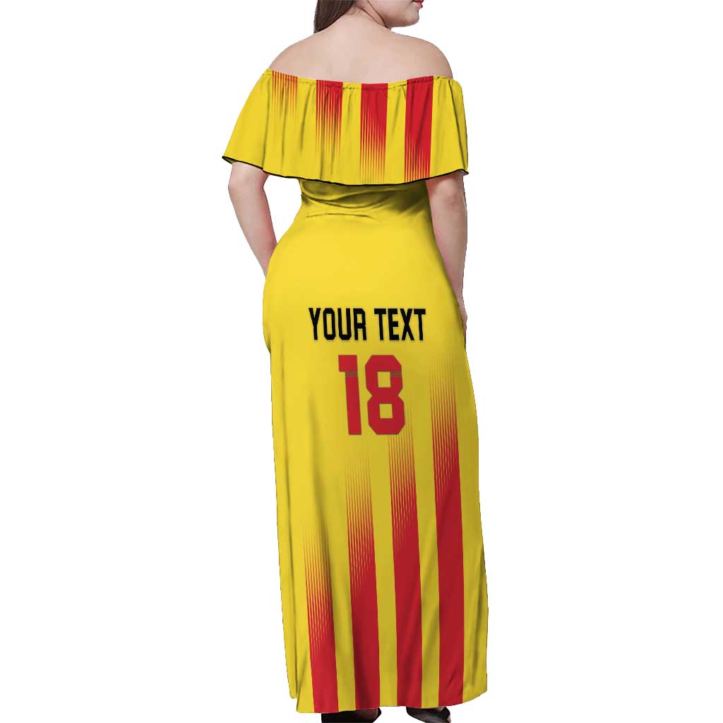 Custom Catalonia Football Off Shoulder Maxi Dress Seleccio de futbol de Catalunya