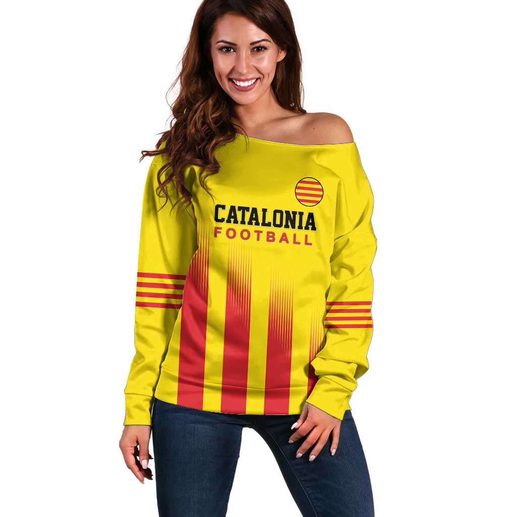 Custom Catalonia Football Off Shoulder Sweater Seleccio de futbol de Catalunya