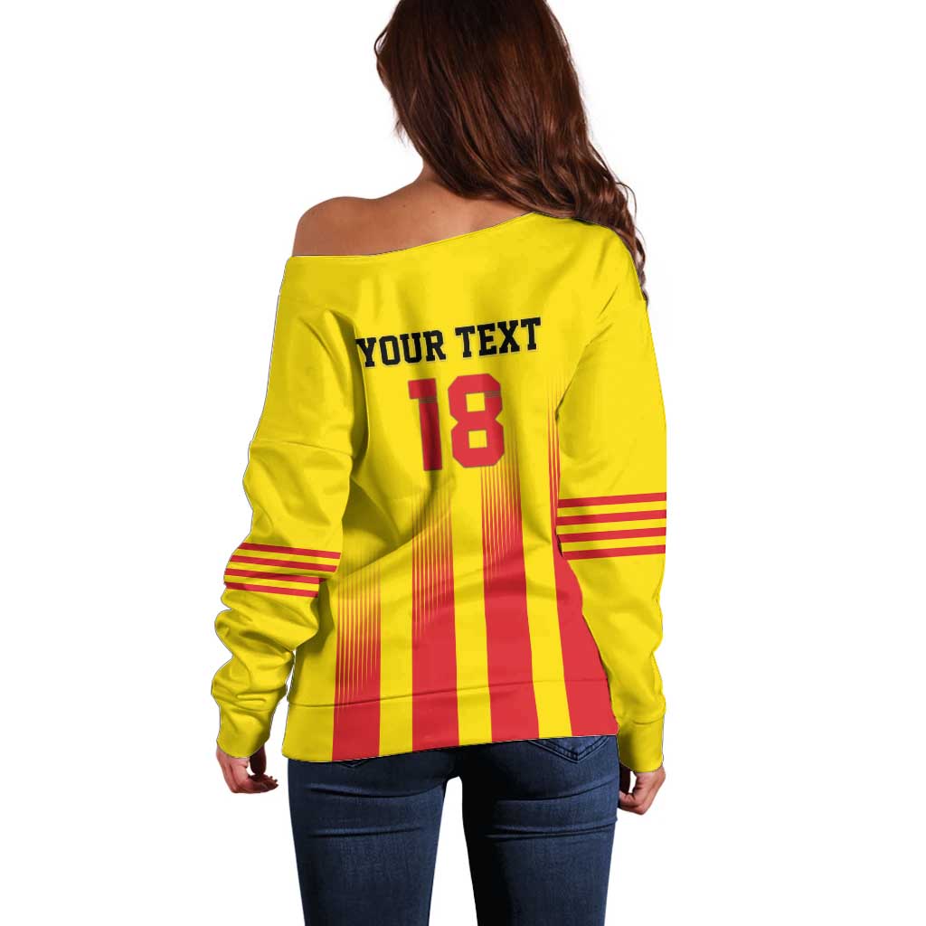 Custom Catalonia Football Off Shoulder Sweater Seleccio de futbol de Catalunya