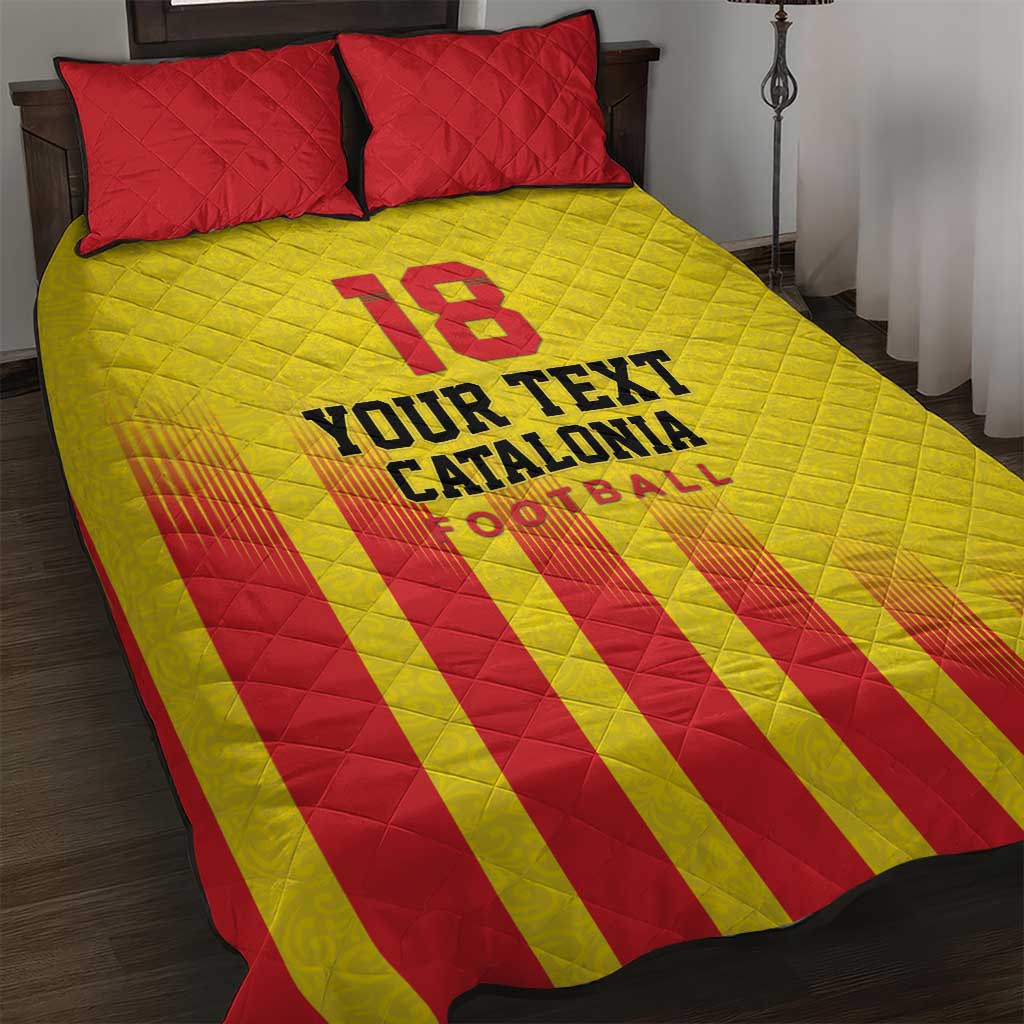 Custom Catalonia Football Quilt Bed Set Seleccio de futbol de Catalunya