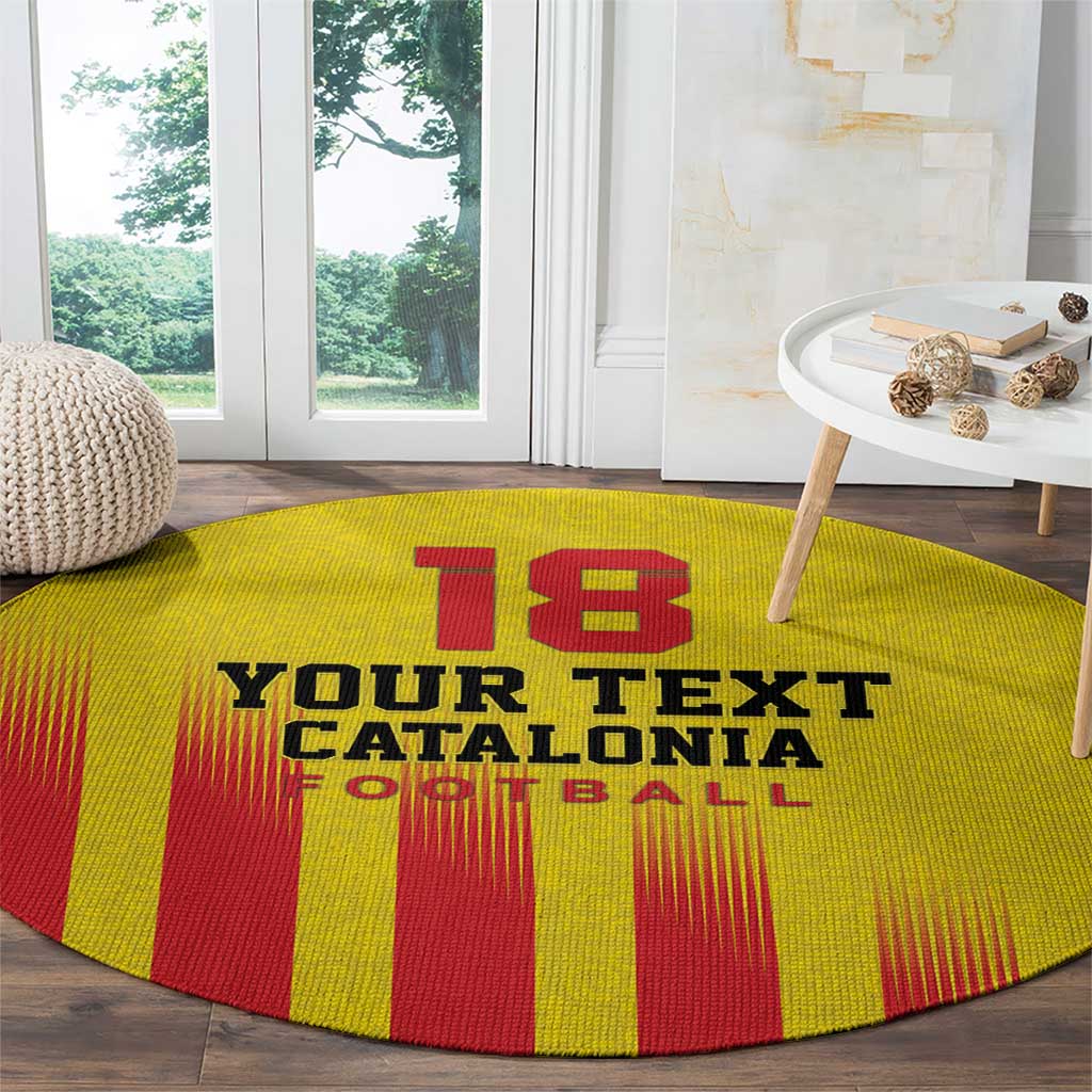 Custom Catalonia Football Round Carpet Seleccio de futbol de Catalunya