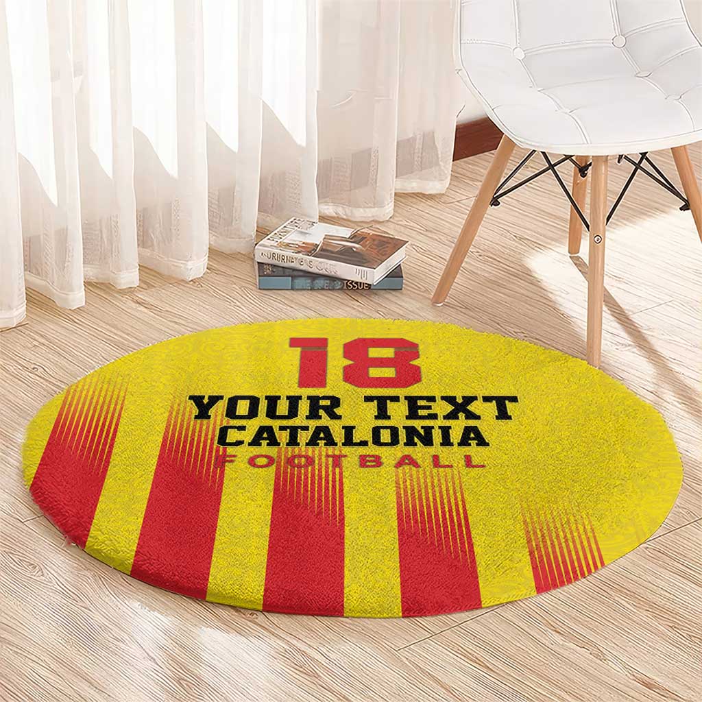 Custom Catalonia Football Round Carpet Seleccio de futbol de Catalunya