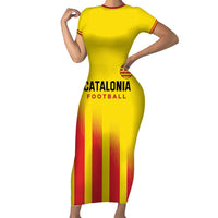 Custom Catalonia Football Short Sleeve Bodycon Dress Seleccio de futbol de Catalunya