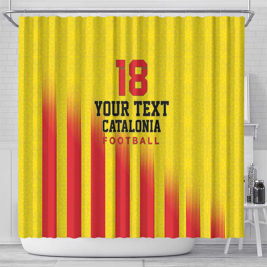 Custom Catalonia Football Shower Curtain Seleccio de futbol de Catalunya