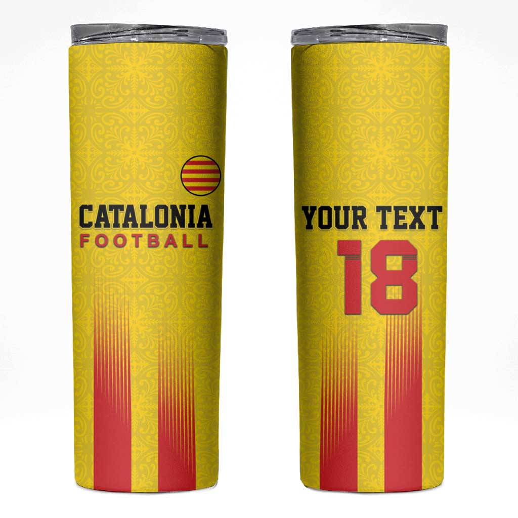 Custom Catalonia Football Skinny Tumbler Seleccio de futbol de Catalunya