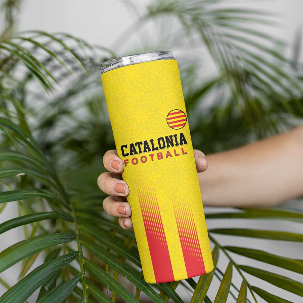 Custom Catalonia Football Skinny Tumbler Seleccio de futbol de Catalunya