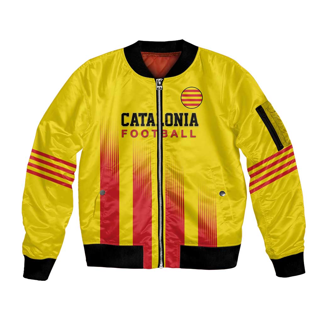 Custom Catalonia Football Sleeve Zip Bomber Jacket Seleccio de futbol de Catalunya