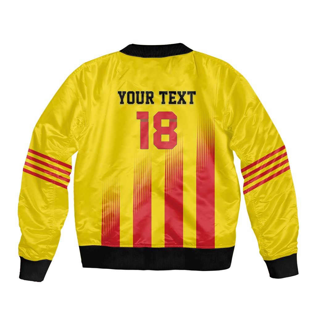 Custom Catalonia Football Sleeve Zip Bomber Jacket Seleccio de futbol de Catalunya