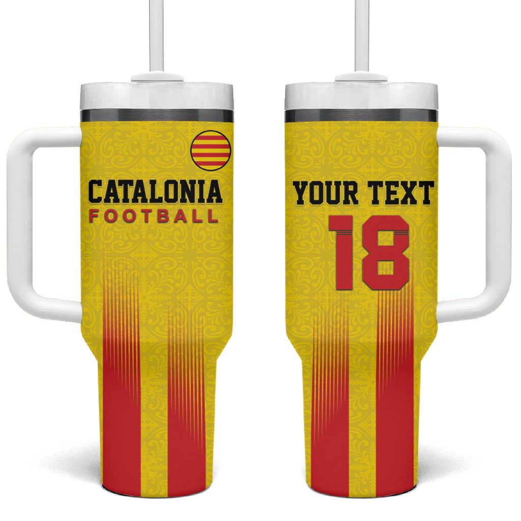 Custom Catalonia Football Tumbler With Handle Seleccio de futbol de Catalunya