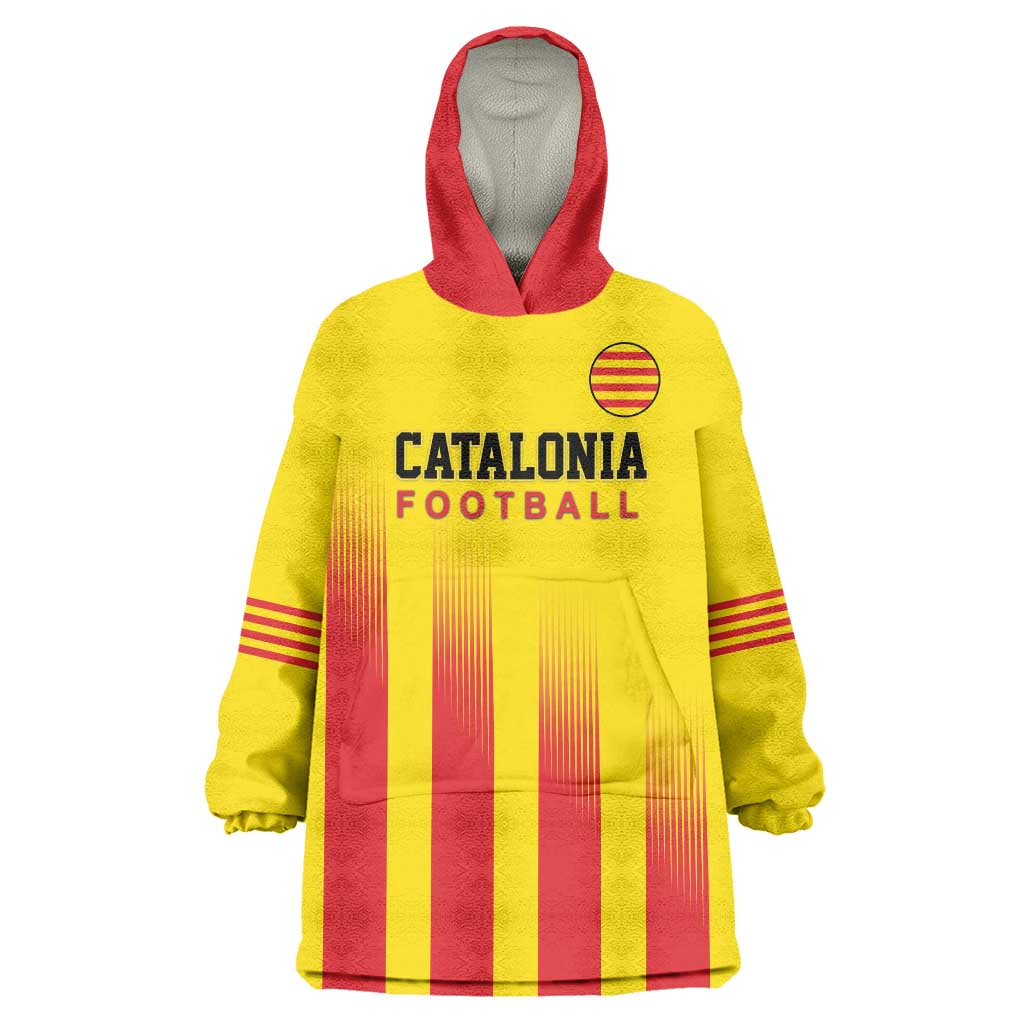 Custom Catalonia Football Wearable Blanket Hoodie Seleccio de futbol de Catalunya