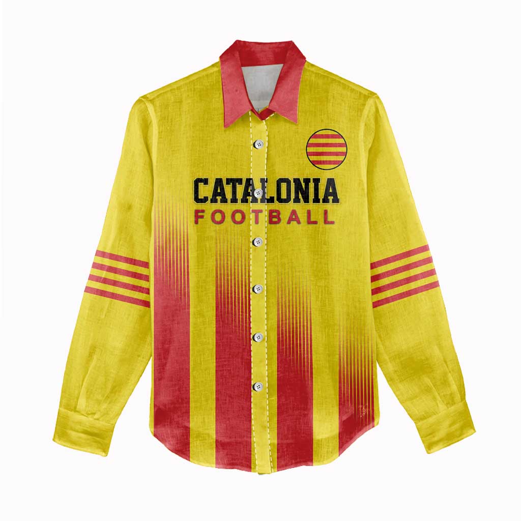 Custom Catalonia Football Women Casual Shirt Seleccio de futbol de Catalunya