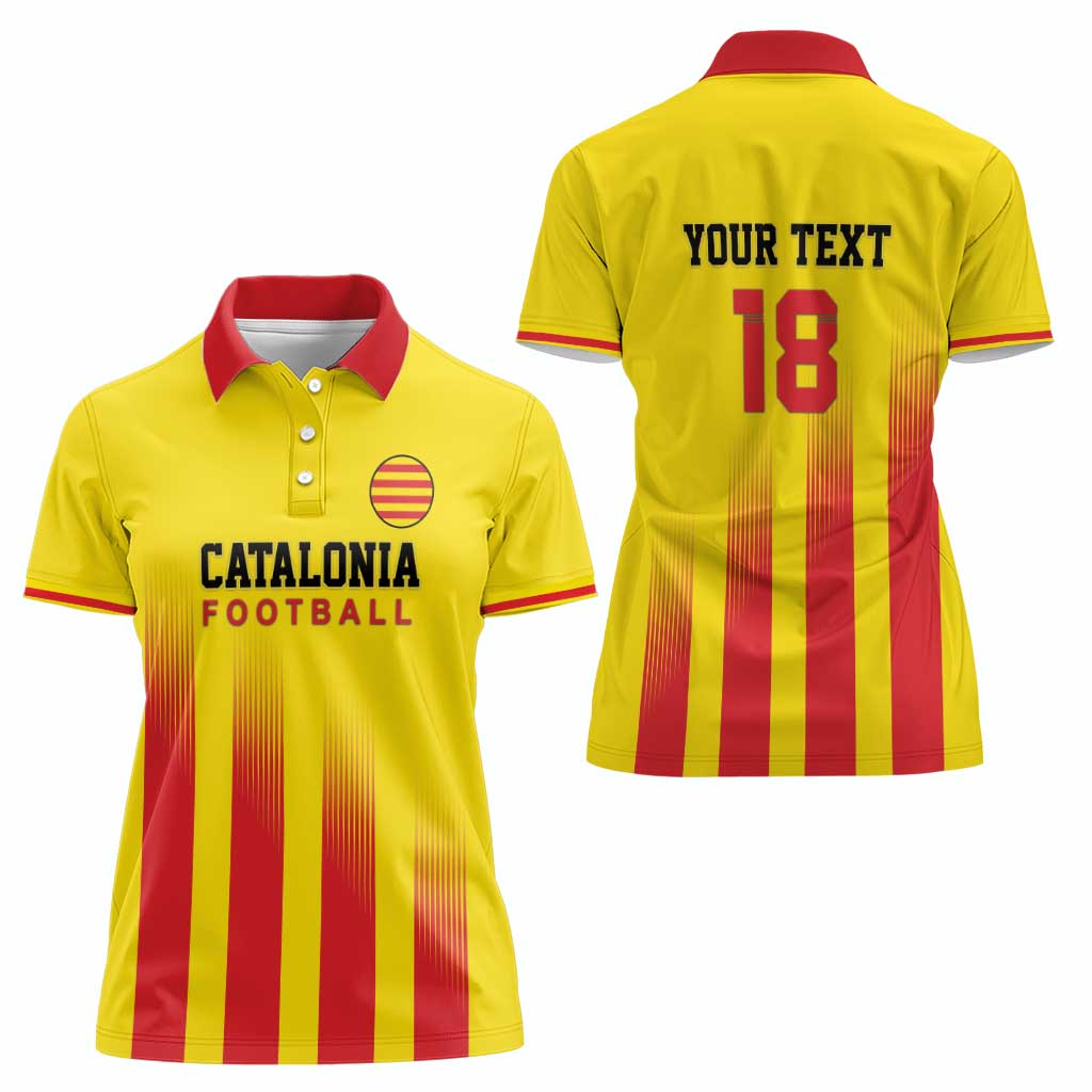 Custom Catalonia Football Women Polo Shirt Seleccio de futbol de Catalunya