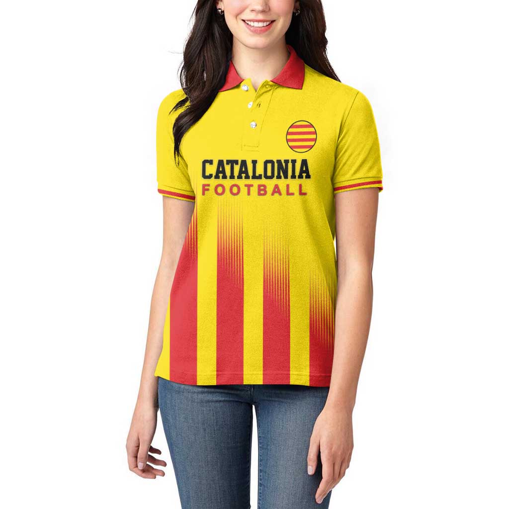 Custom Catalonia Football Women Polo Shirt Seleccio de futbol de Catalunya