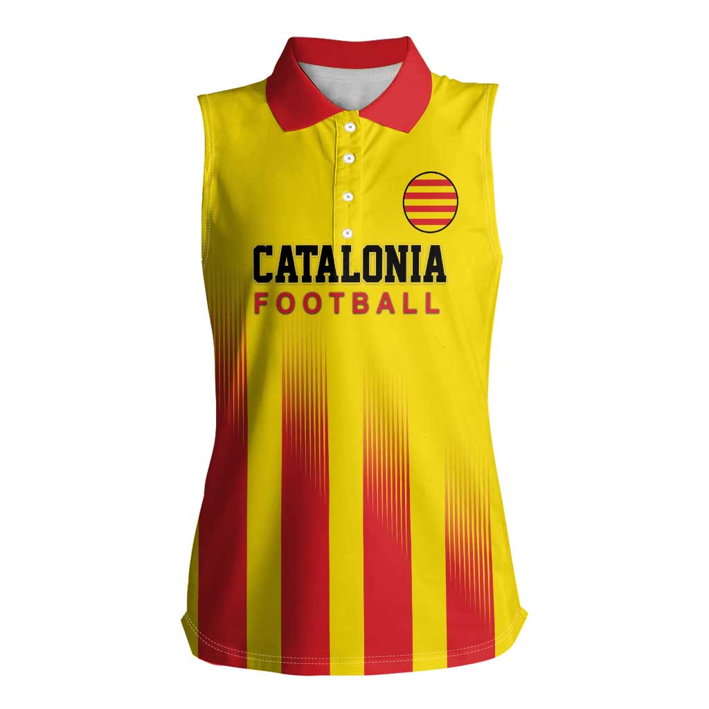 Custom Catalonia Football Women Sleeveless Polo Shirt Seleccio de futbol de Catalunya