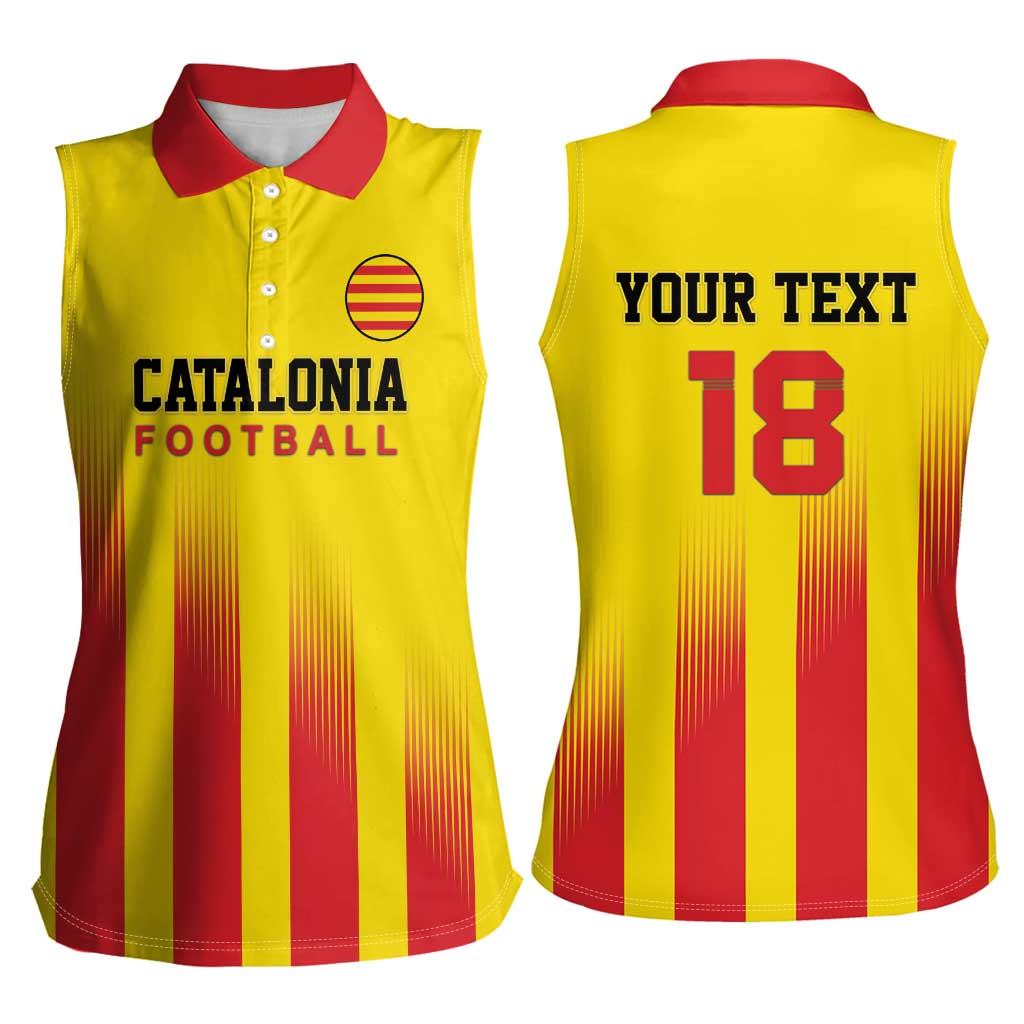 Custom Catalonia Football Women Sleeveless Polo Shirt Seleccio de futbol de Catalunya