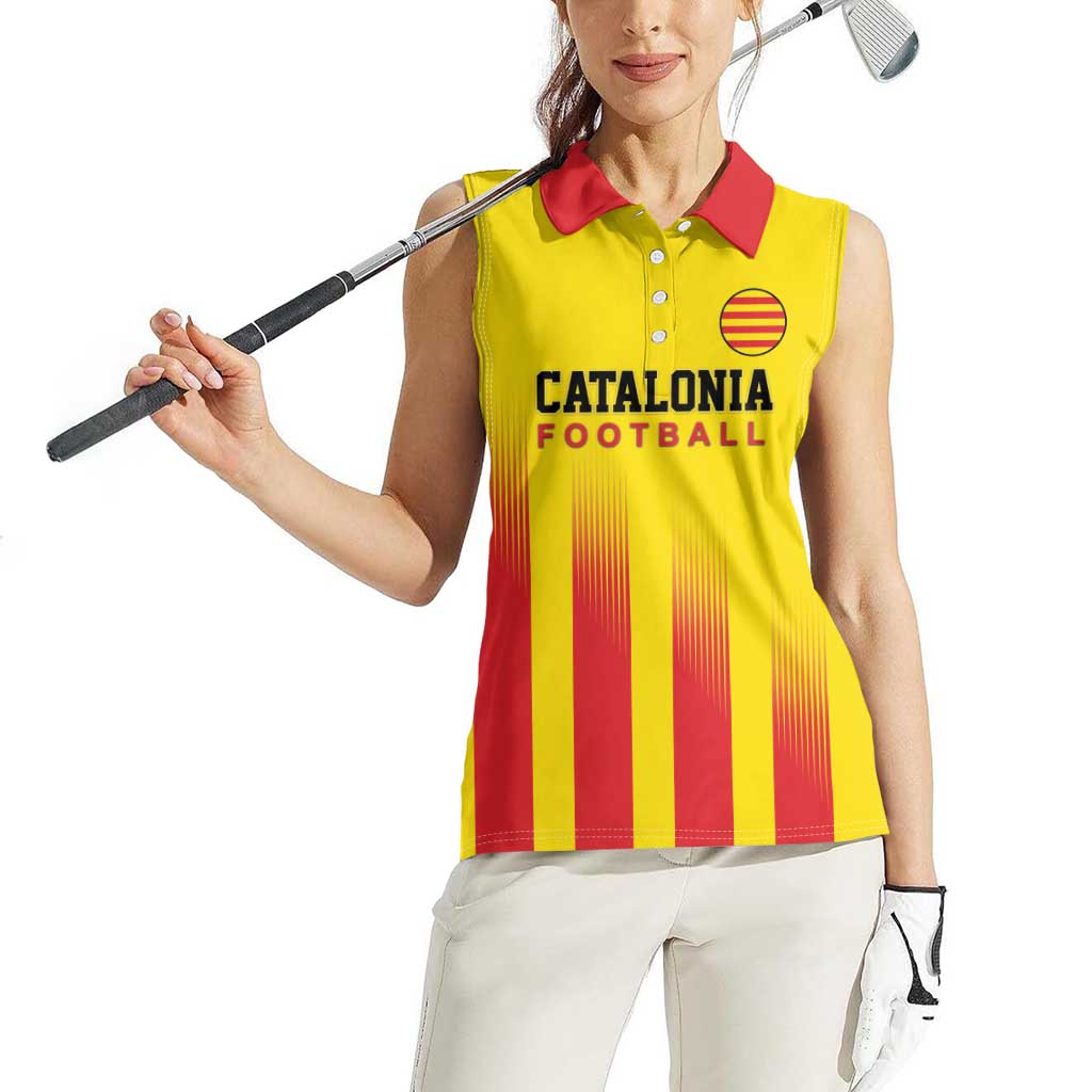 Custom Catalonia Football Women Sleeveless Polo Shirt Seleccio de futbol de Catalunya