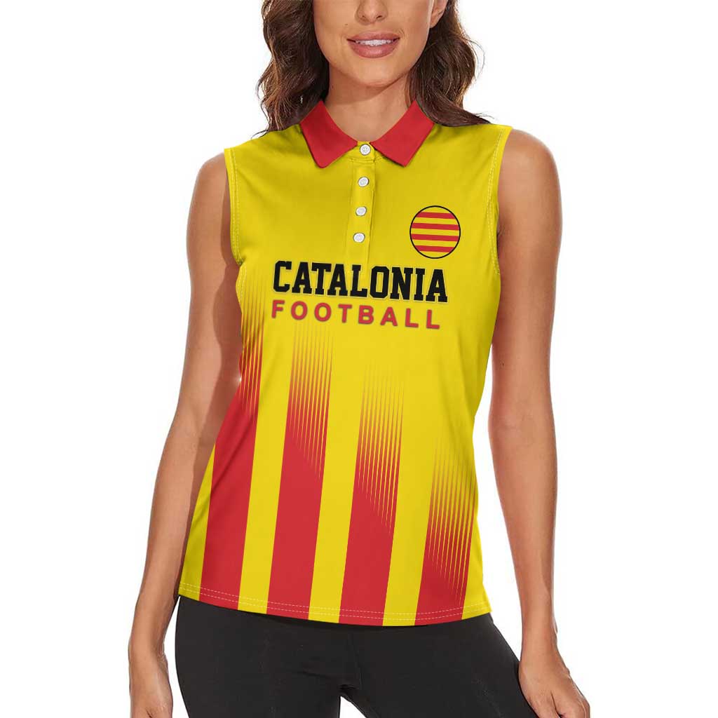 Custom Catalonia Football Women Sleeveless Polo Shirt Seleccio de futbol de Catalunya