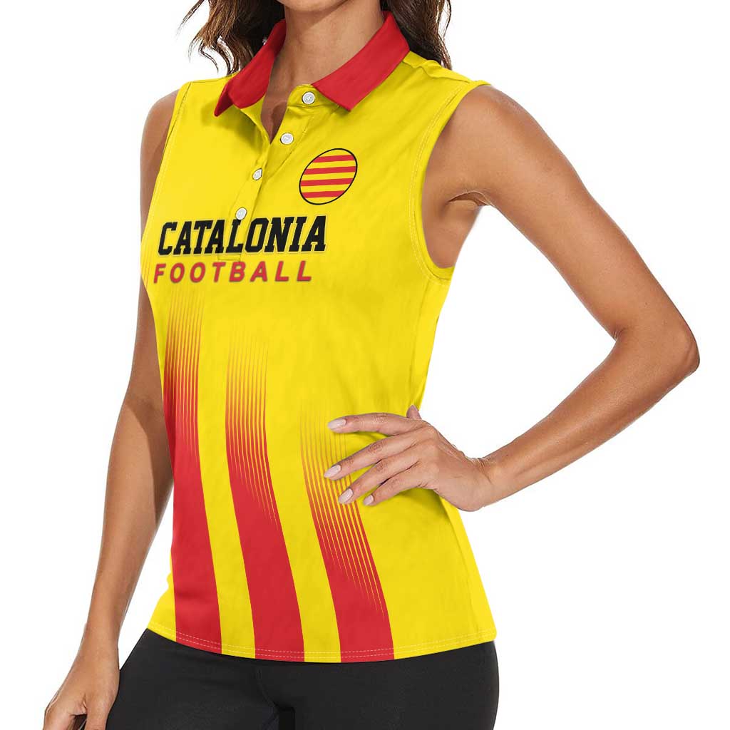 Custom Catalonia Football Women Sleeveless Polo Shirt Seleccio de futbol de Catalunya
