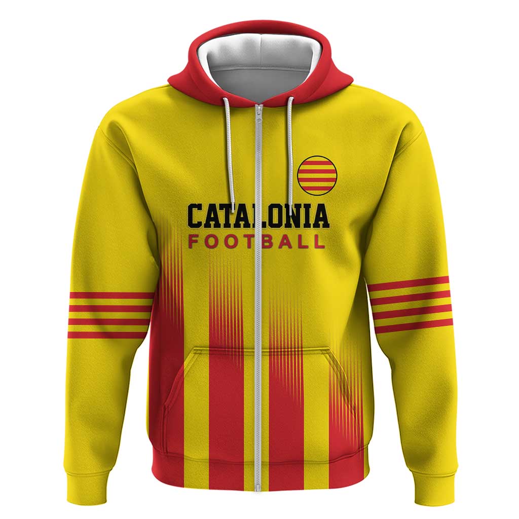 Custom Catalonia Football Zip Hoodie Seleccio de futbol de Catalunya