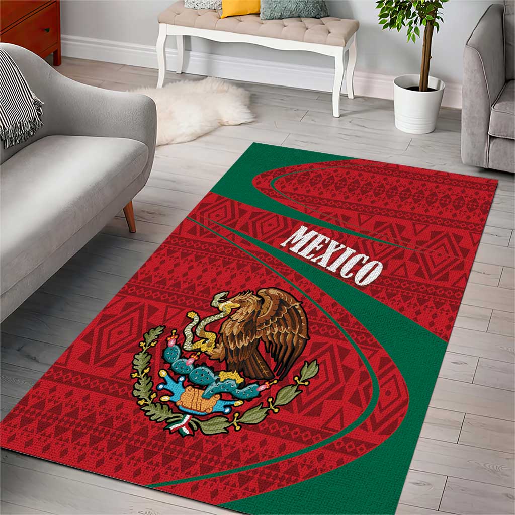 Mexico Coat Of Arms Area Rug With Folk Pattern - Wonder Print Shop